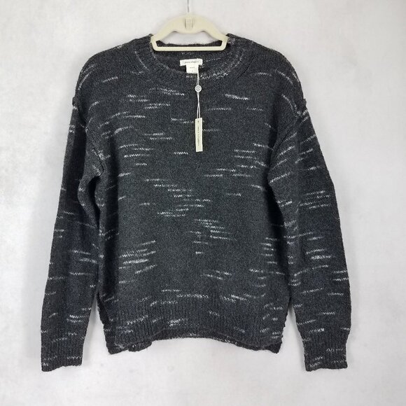 NEW Max Studio S Crew neck Pullover Sweater in Charcoal Side slits - Picture 1 of 9